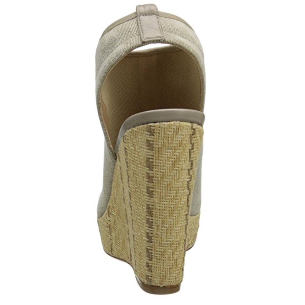 Made in Spain Cream Fabric Wedge Sandal - Picture 3 of 8
